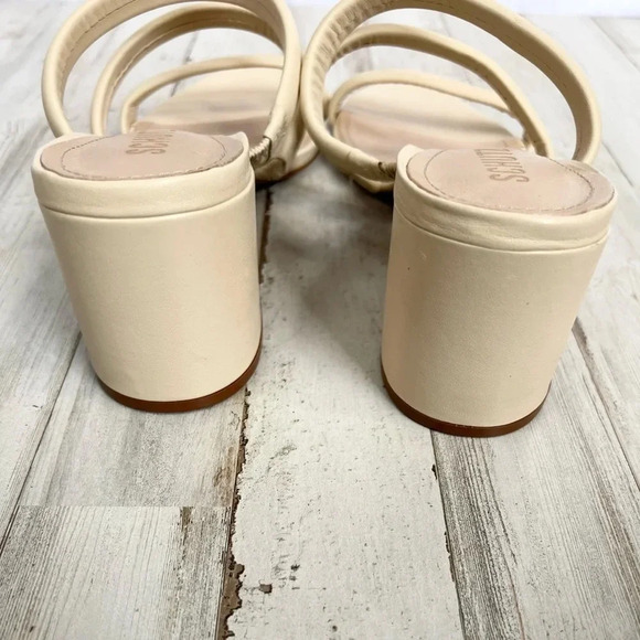 SCHUTZ Olly Mid Block Heel Sandal Nappa Leather 3 Strap In Eggshell Size 10 - Picture 7 of 11